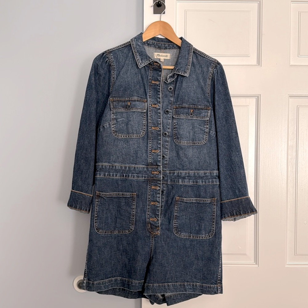 MadeWell Denim Long Sleeve Romper